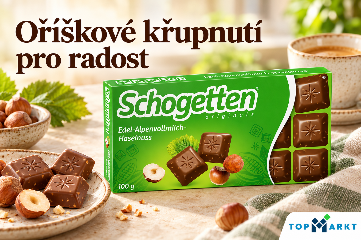 Schogetten mléčná čokoláda s lískovými oříšky, 100 g – inspirace k podávání